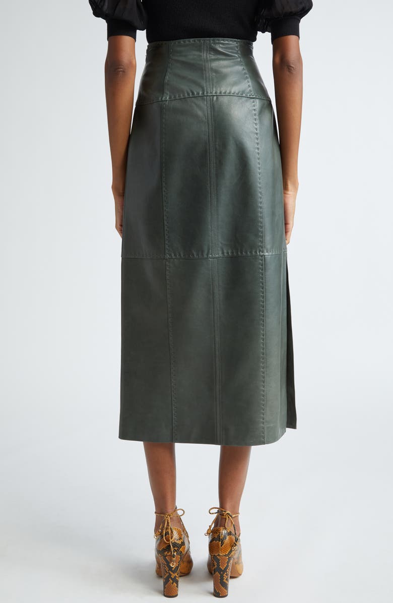Ulla Johnson Enid Pickstitched Leather Skirt, Alternate, color,