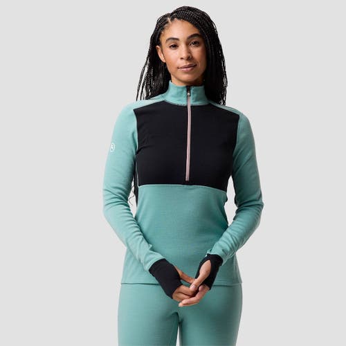 Backcountry Cedars Rws Merino Mid-wt Baselayer 1/4-zip Top In Green