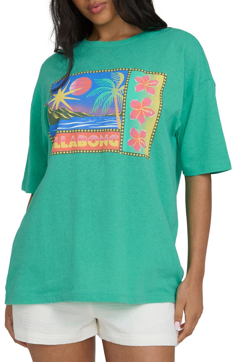 Billabong Summer Heat Cotton Graphic T-Shirt, Main, color, Green Tropics