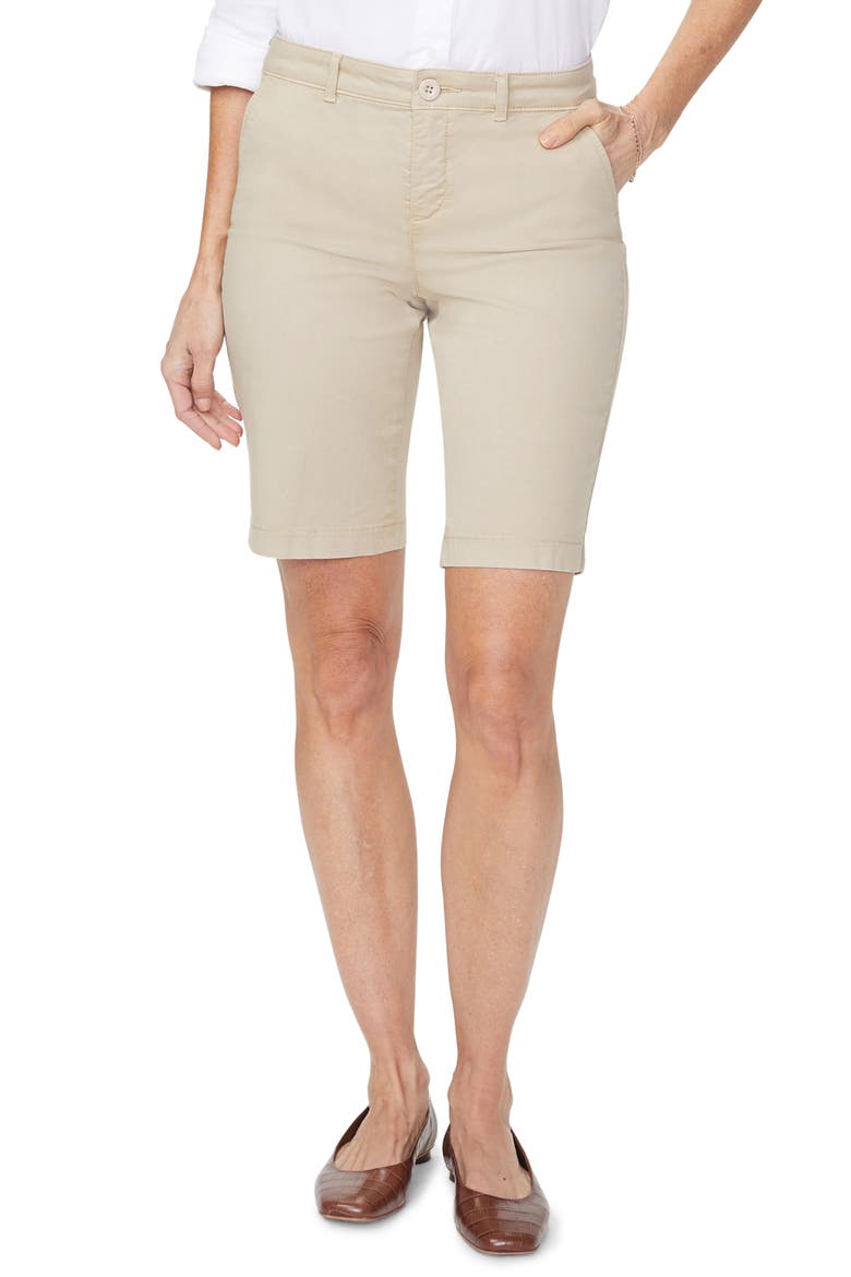 Stretch Cotton Blend Twill Bermuda Shorts, Main, color, FEATHER