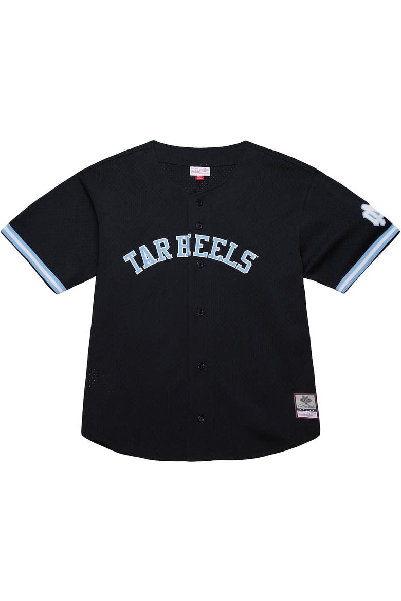 Men's Mitchell & Ness Black North Carolina Tar Heels On The Clock Full-Button Fashion Jersey, Alternate, color, Black