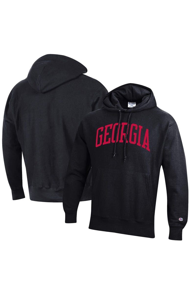 Champion Men's Champion Black Georgia Bulldogs Team Arch Reverse Weave Pullover Hoodie, Main, color,