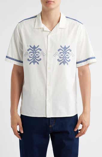 Wax London Didcot Crest Motif Short Sleeve Camp Shirt
