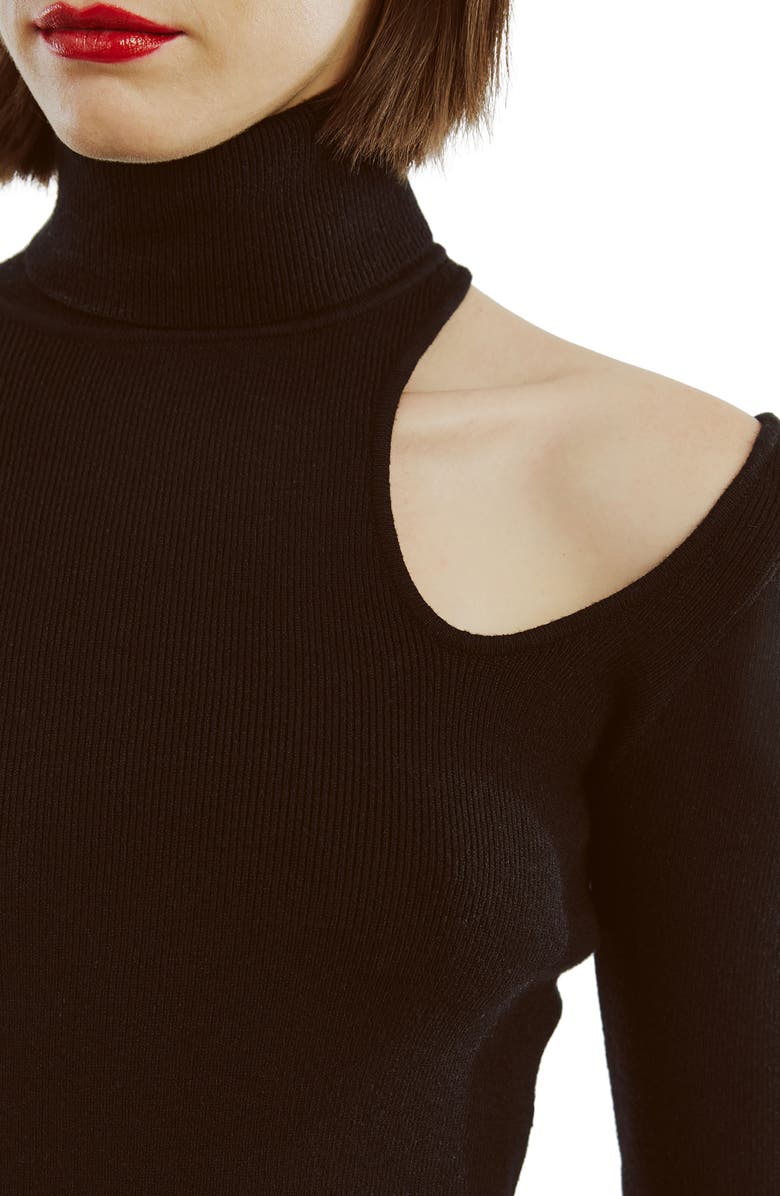 Bardot Olesa Asymmetric Turtleneck Top, Alternate, color,