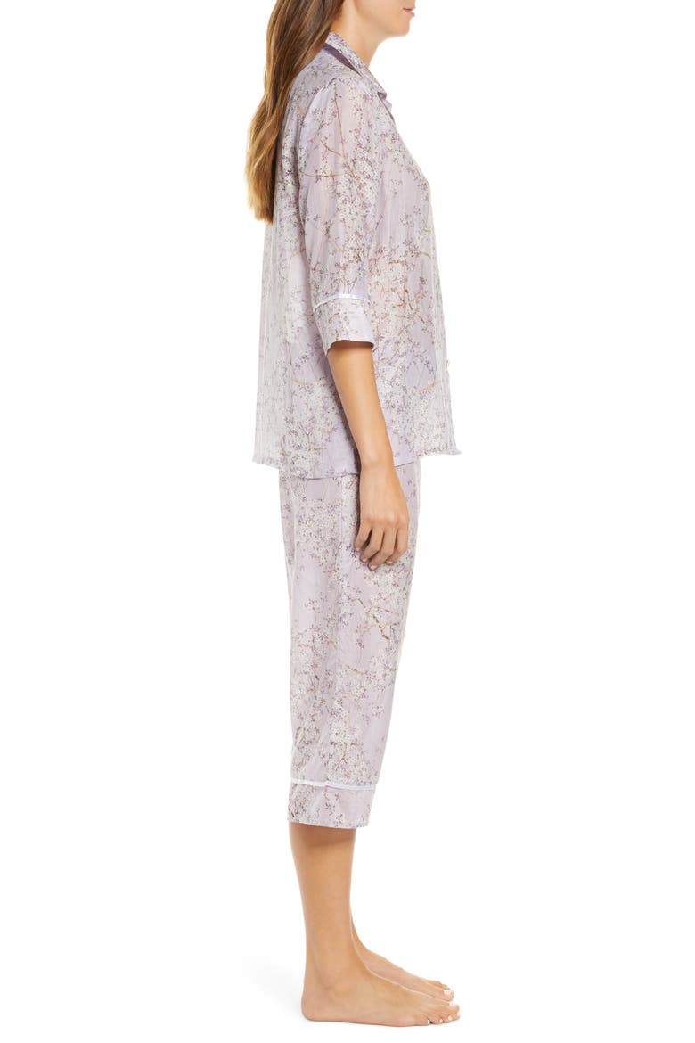 Cherry Blossom Cotton & Silk Crop Pajamas, Alternate, color, LILAC