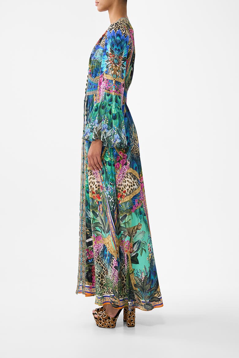 Shaped Waistband Dress With Ruffle Sleeve, Alternate, color, Animal Alchemy