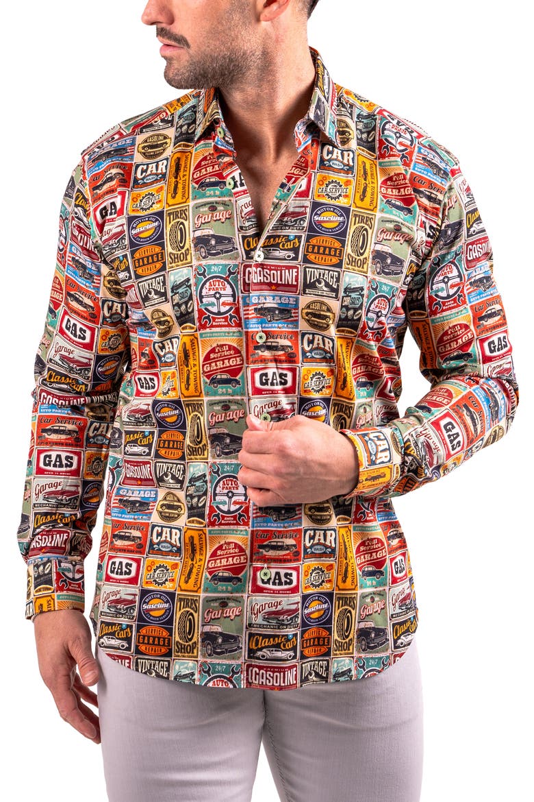 Fibonacci Resistance Contemporary Fit Button-Up Shirt, Alternate, color, RED/ YELLOW MULTI