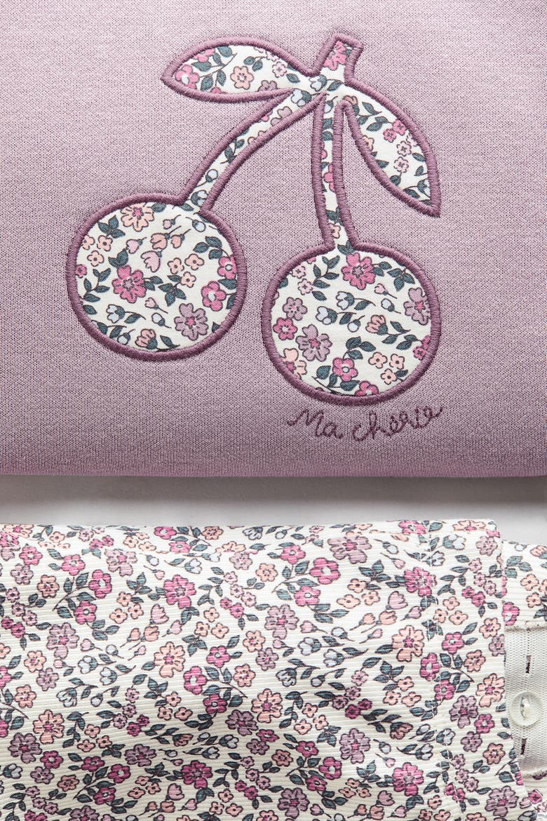 2-piece Sweatshirt And Leggings Set, Alternate, color, Light purple/cherries