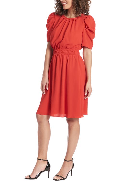 London Times Caterpillar Sleeve Fit & Flare Dress In Risk Red