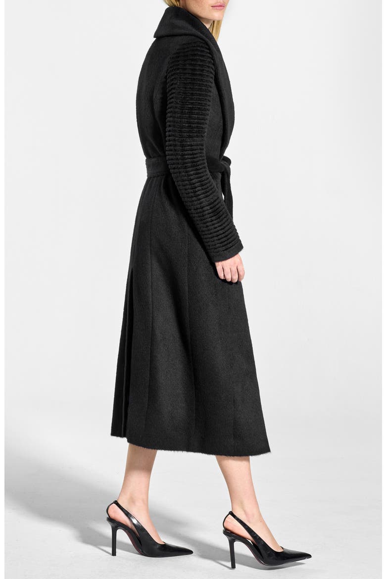 Shawl Collar Alpaca Blend Wrap Coat, Alternate, color, BLACK