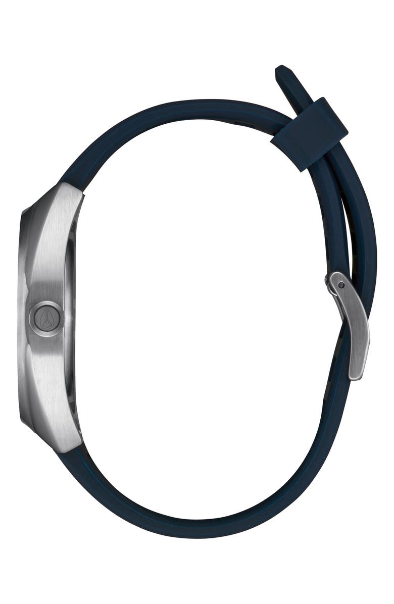 Nixon Mullet Silicone Strap Watch, Alternate, color, Silver / Teal