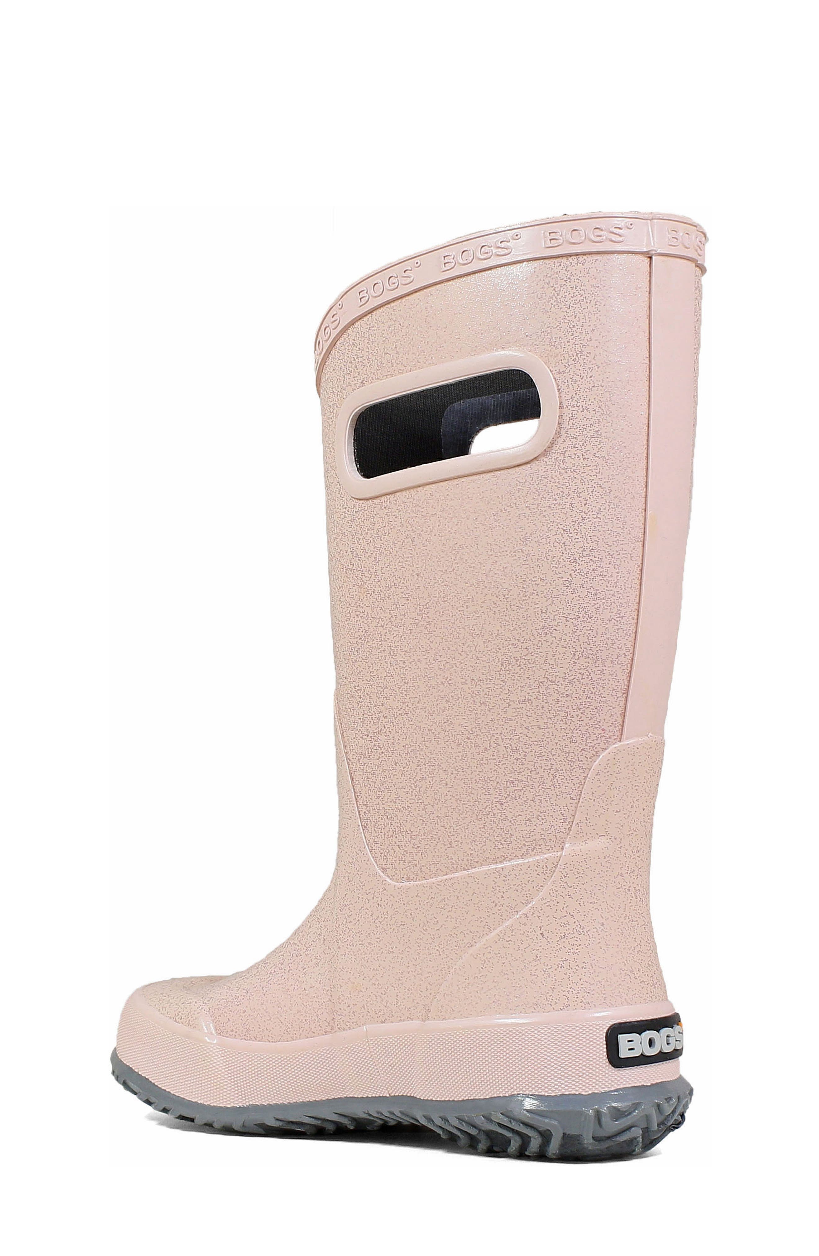 Bogs Glitter Waterproof Rain Boot, Alternate, color, Rose Gold