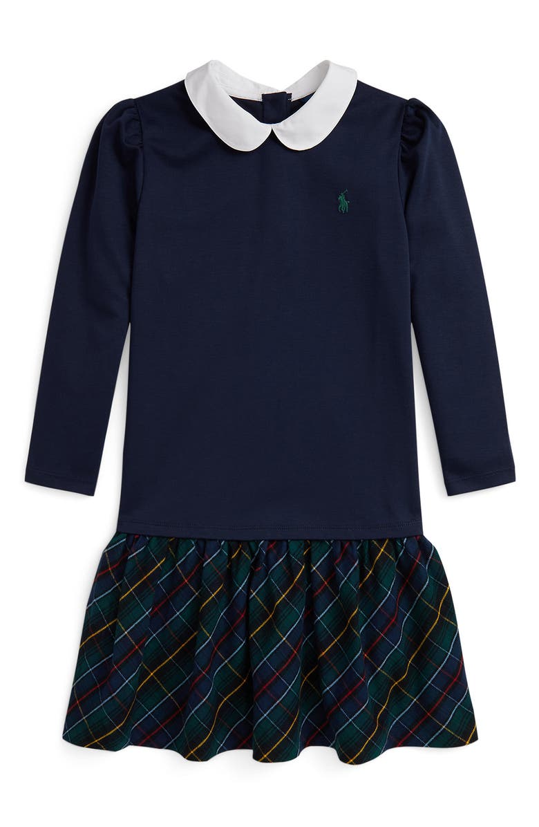 Polo Ralph Lauren Kids' Long Sleeve Ponte Roma Dress, Main, color, Navy