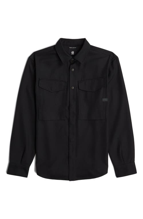 G-star Cargo Pocket Cotton Button-up Overshirt In Dark Black
