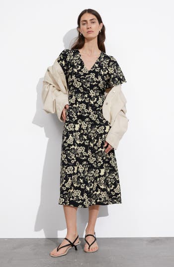 Floral Print A-Line Midi Dress