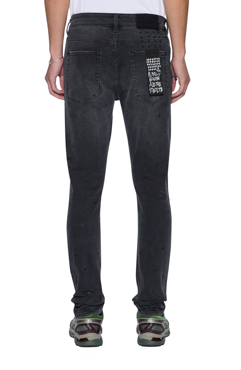 Ksubi Van Winkle Third Degree Embroidered Skinny Jeans, Alternate, color, Charcoal