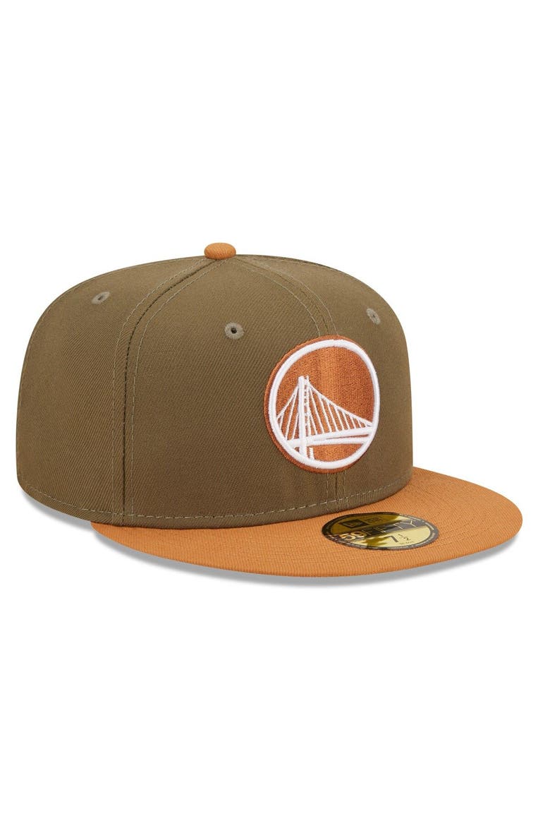 Men's New Era  Olive/Orange Golden State Warriors Two-Tone 59FIFTY Fitted Hat, Alternate, color, Olive