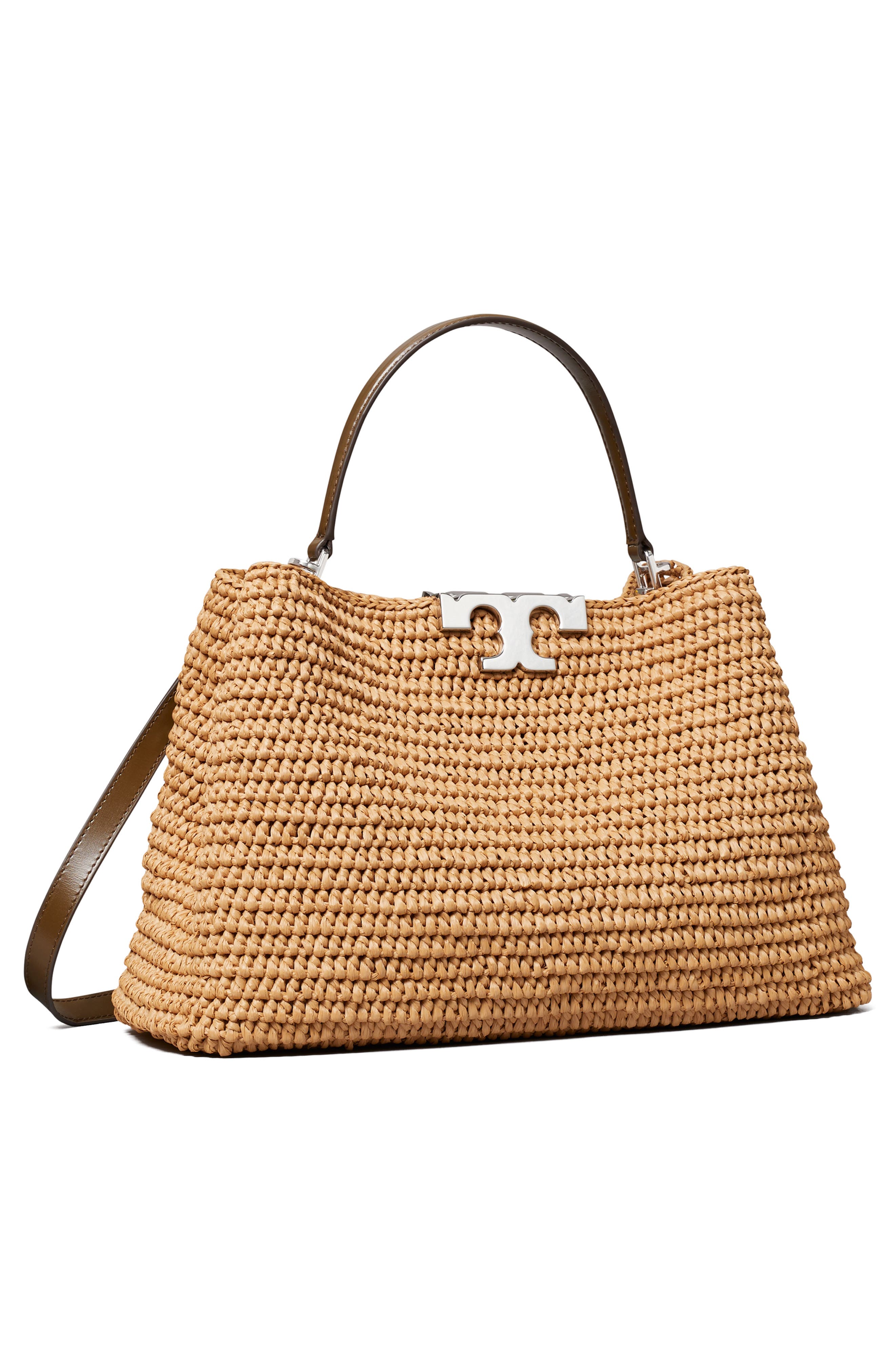 Tory Burch Eleanor Straw Satchel, Alternate, color, Honeycomb