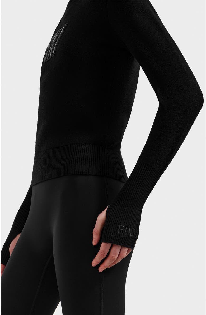 Rudsak Novie Knit Embellished Ski Logo Turtleneck Sweater, Alternate, color, Black