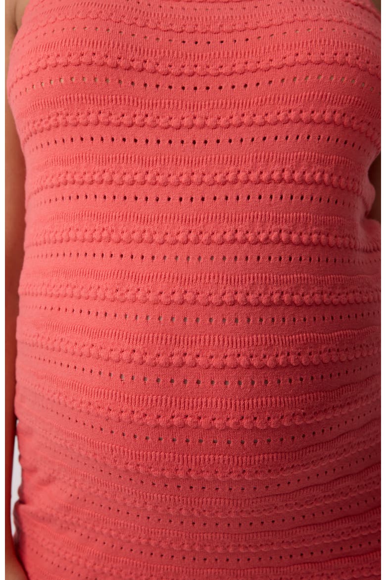 Pointelle Knit Maternity Midi Slip Dress, Alternate, color, Coral
