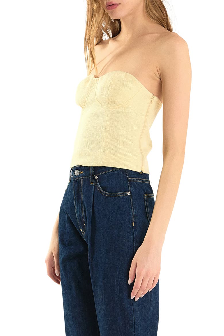 Strapless Tweed Corset Top, Alternate, color, BUTTER