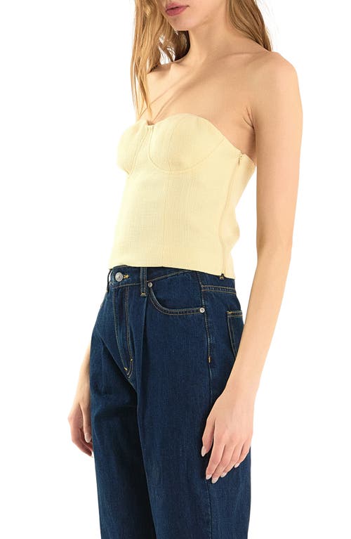 Endless Rose Strapless Tweed Corset Top In Butter