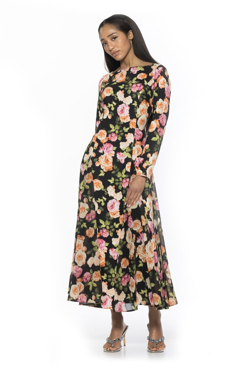 Alexia Admor Elodie Floral Long Sleeve Maxi Dress, Alternate, color, Black Floral