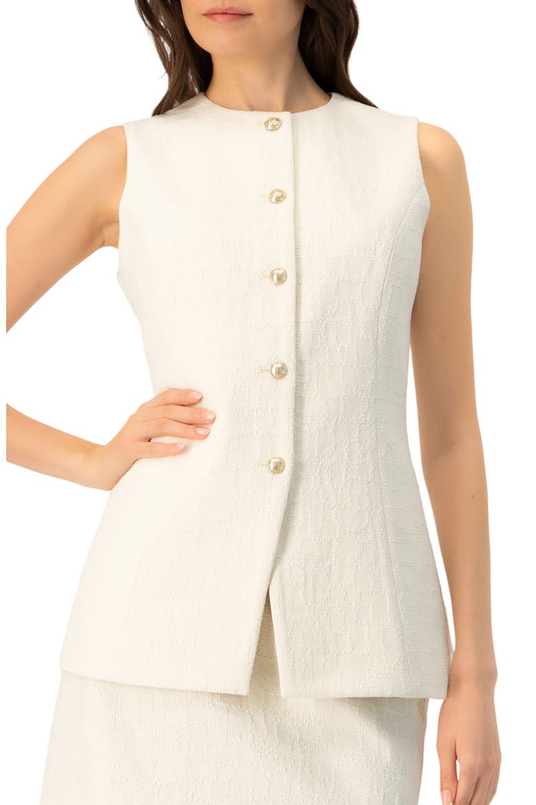 Tailored Vest with Front Buttons, Main, color, Ivory