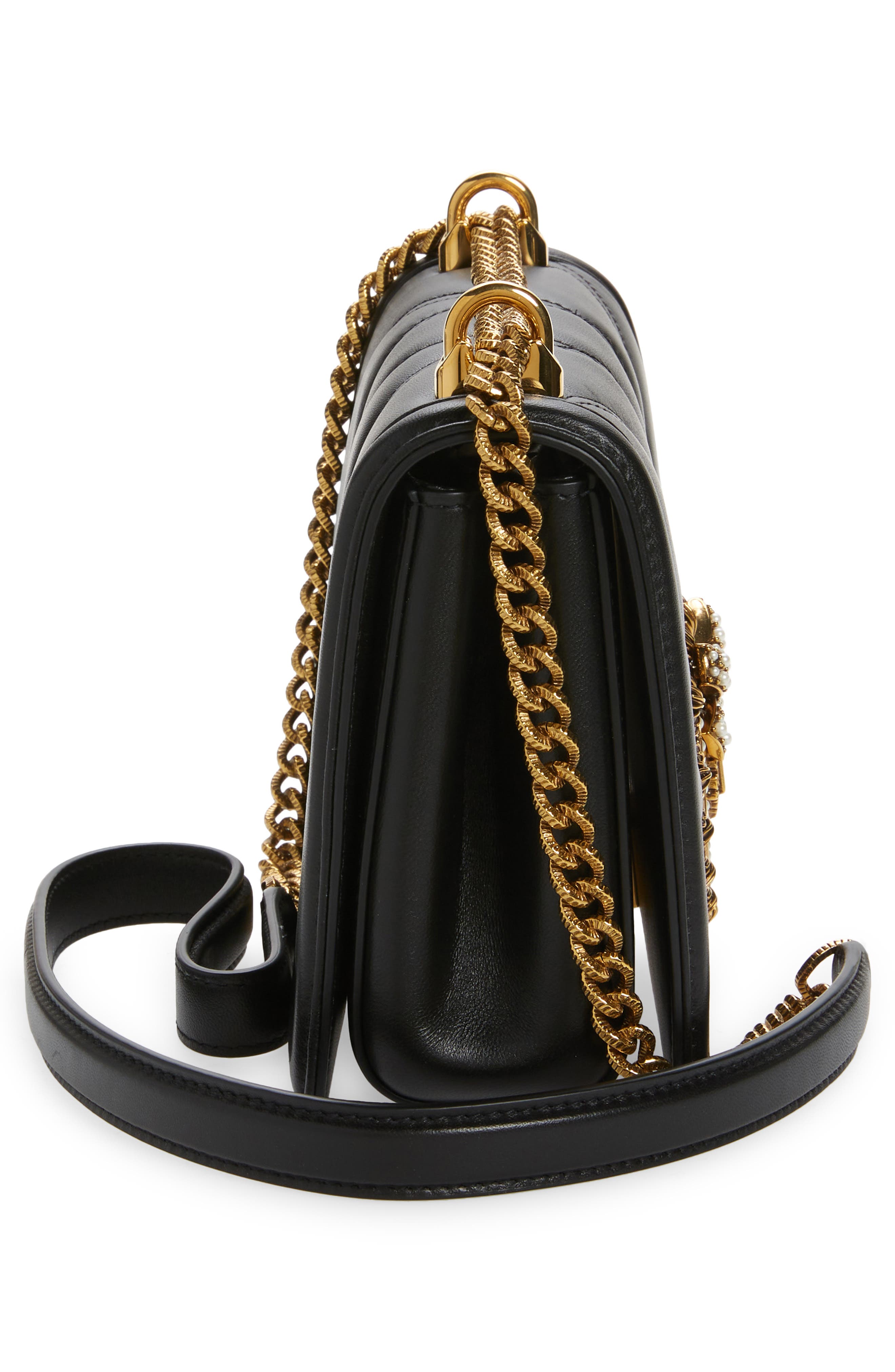 Dolce&Gabbana Devotion Logo Heart Lambskin Crossbody Bag, Alternate, color, 80999 Black