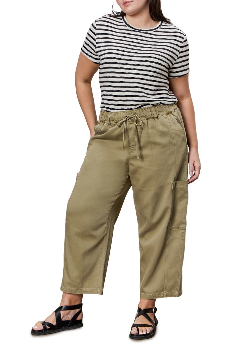 Area Pull-On Ankle Wide Leg Twill Cargo Pants, Alternate, color, BAMBOO