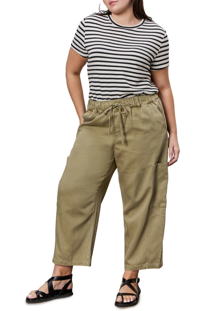 Sanctuary Area Pull-On Ankle Wide Leg Twill Cargo Pants, Alternate, color, Bamboo