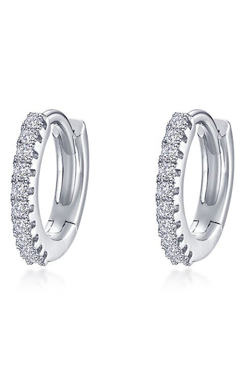Pavé Simulated Diamond Huggie Hoop Earrings