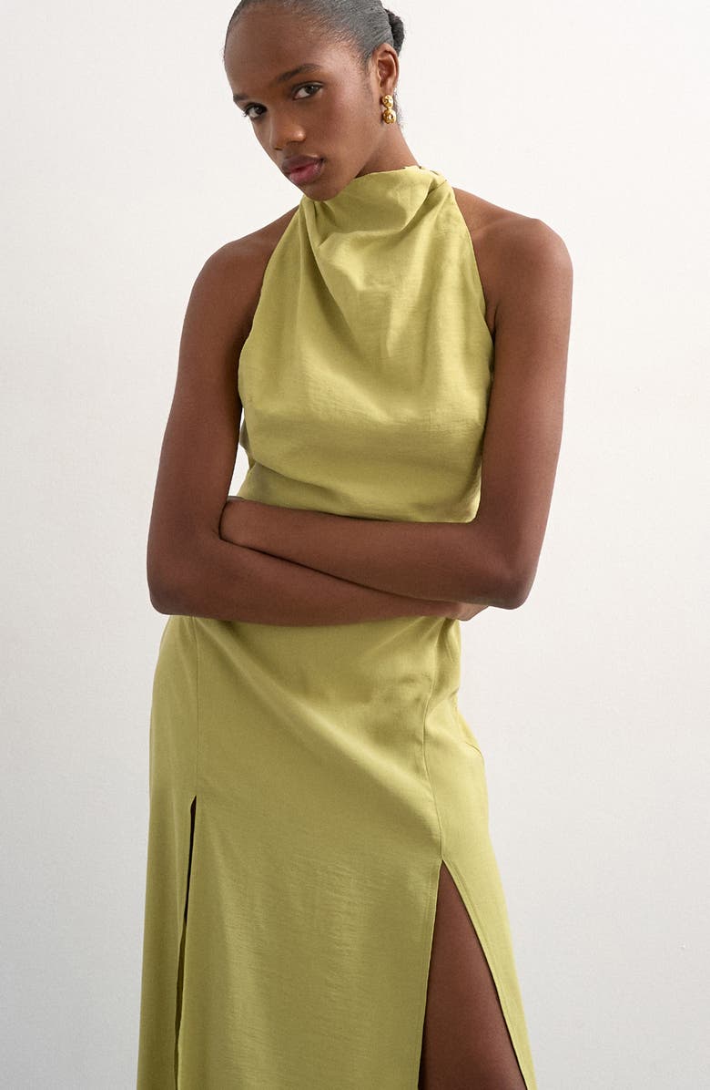 Topshop Halter Funnel Neck Open Back Maxi Dress, Alternate, color, 