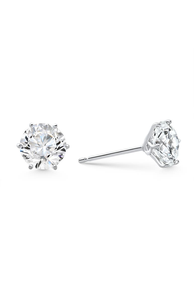 2Ct tw Sylvie Round Thin & Delicate Diamond Studs 14k Gold Lab Grown, Alternate, color, 14k White Gold