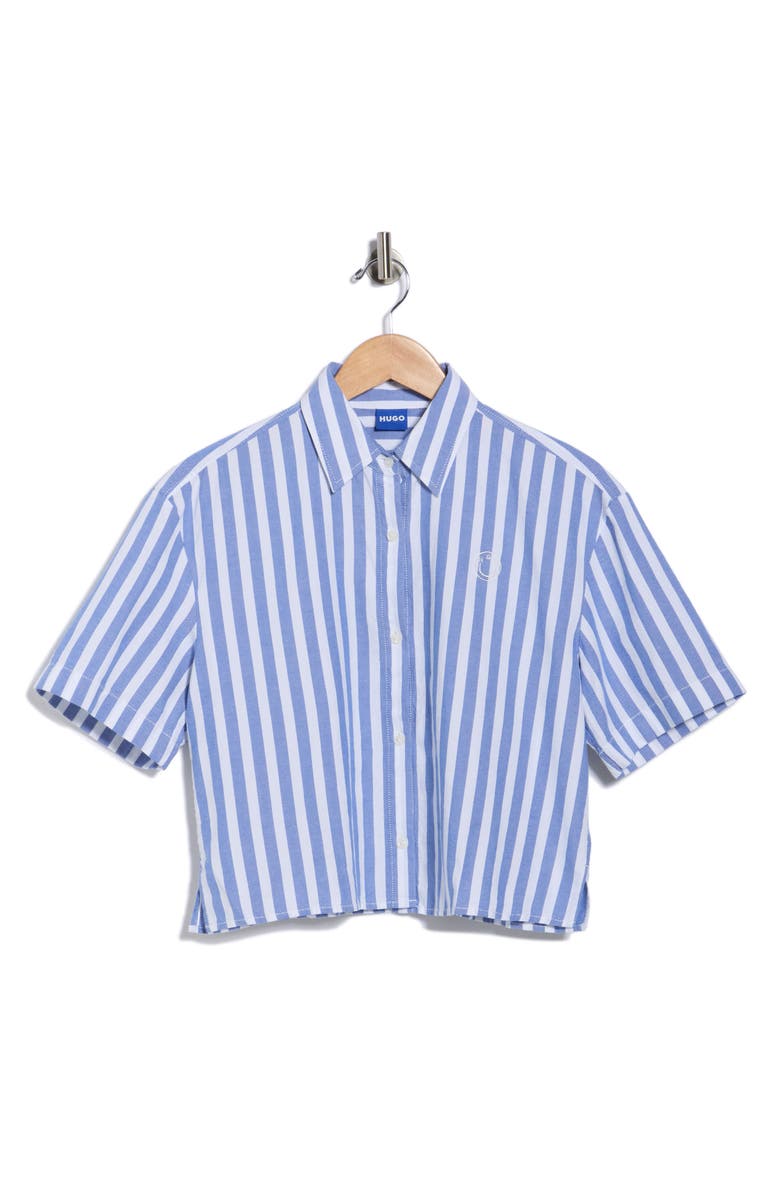 BOSS Eleisa Cropped Shirt, Main, color, Open Blue