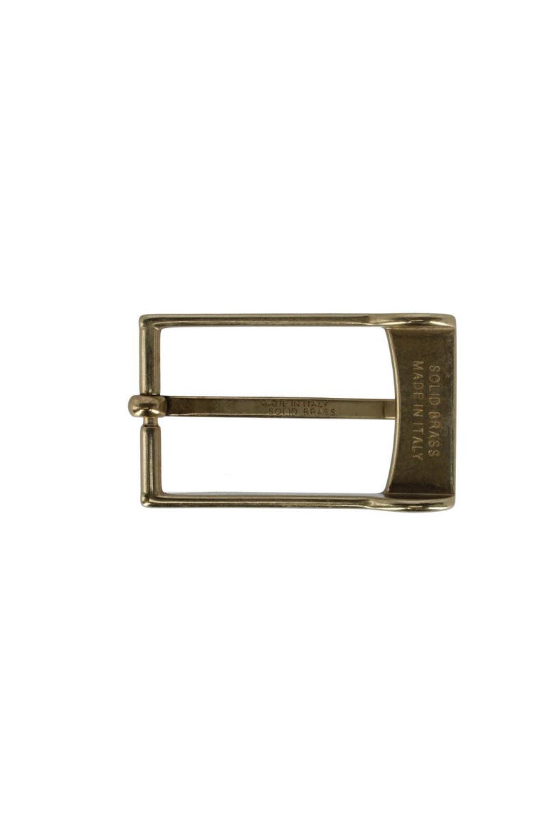 30mm Elongated Rectangular Solid Brass Italian Harness Belt Buckle, Alternate, color, Polished Brass