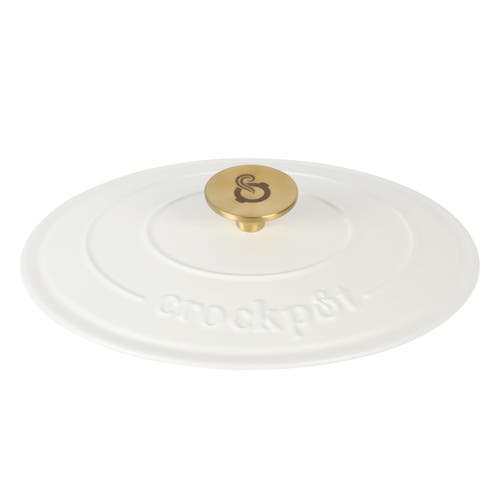 Crock-pot Crockpot 7 Quart Oval Enameled Cast Iron Dutch Oven In White