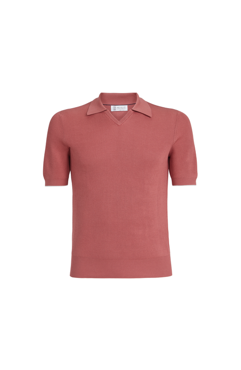 Cotton English rib knit polo