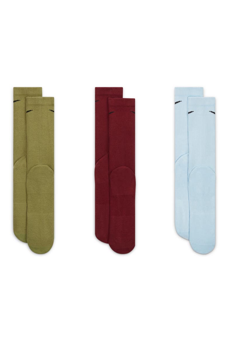 Assorted 3-Pack Everyday Plus Cushion Crew Training Socks, Alternate, color, MULTI-COLOR 928