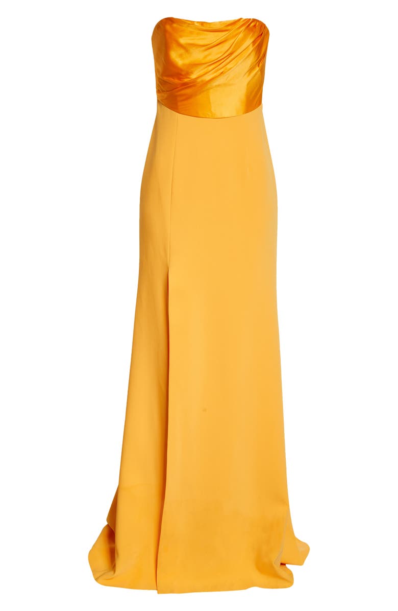 Cinq à Sept Estela Mixed Media Strapless Gown, Alternate, color, Sunkissed
