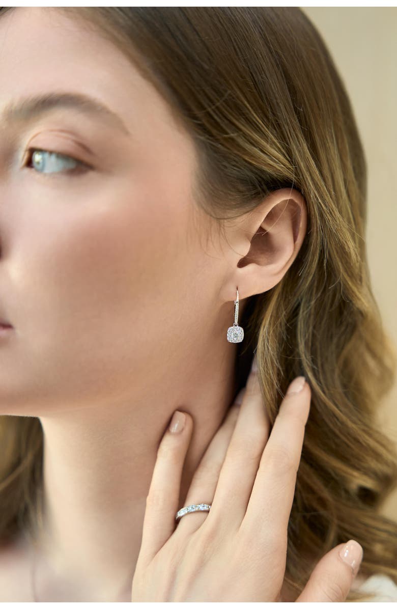 LuvMyJewelry Skye Pave Square Shape Diamond Drop Huggie Hoop Earrings in 14K Gold, Alternate, color, 