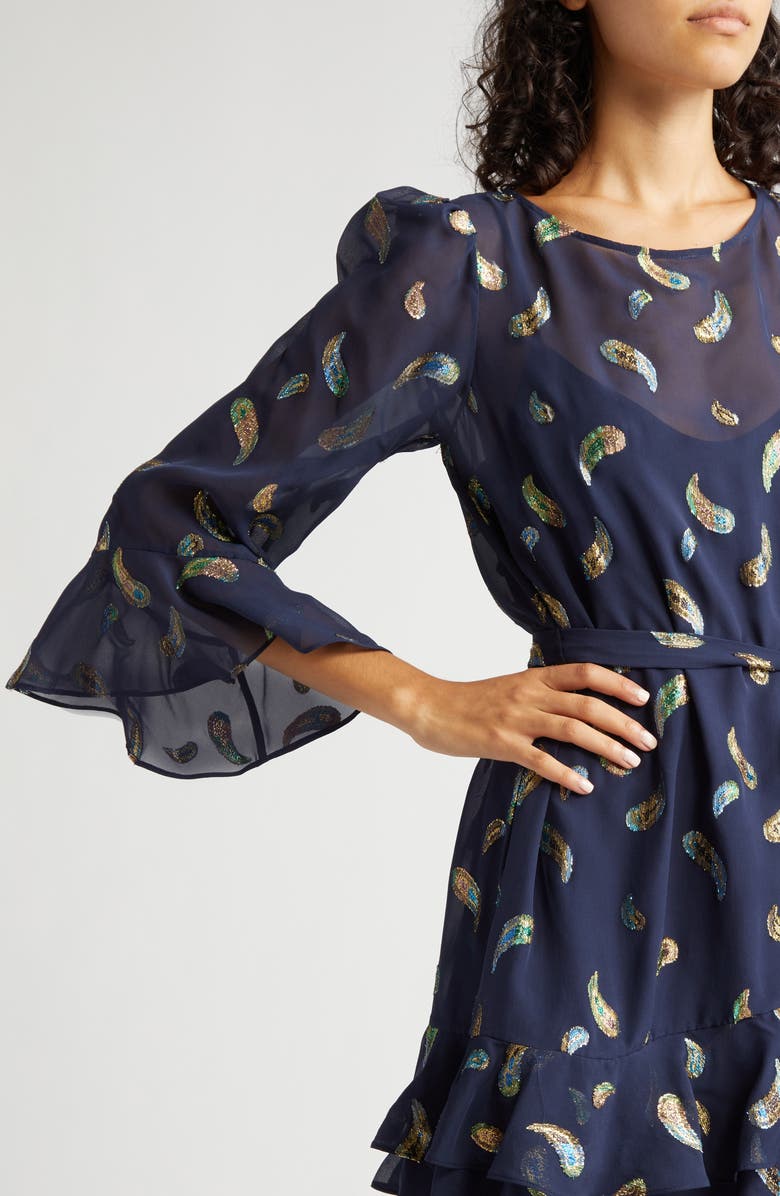 SALONI Marissa Metallic Floral Fil Coupé Minidress, Alternate, color, 