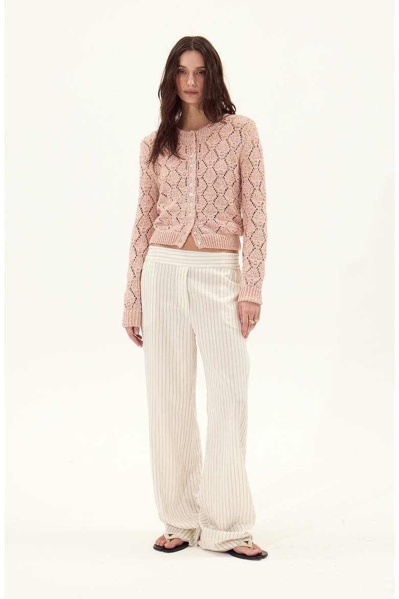 Cerdena Pointelle Cotton Blend Cardigan, Alternate, color, PINK