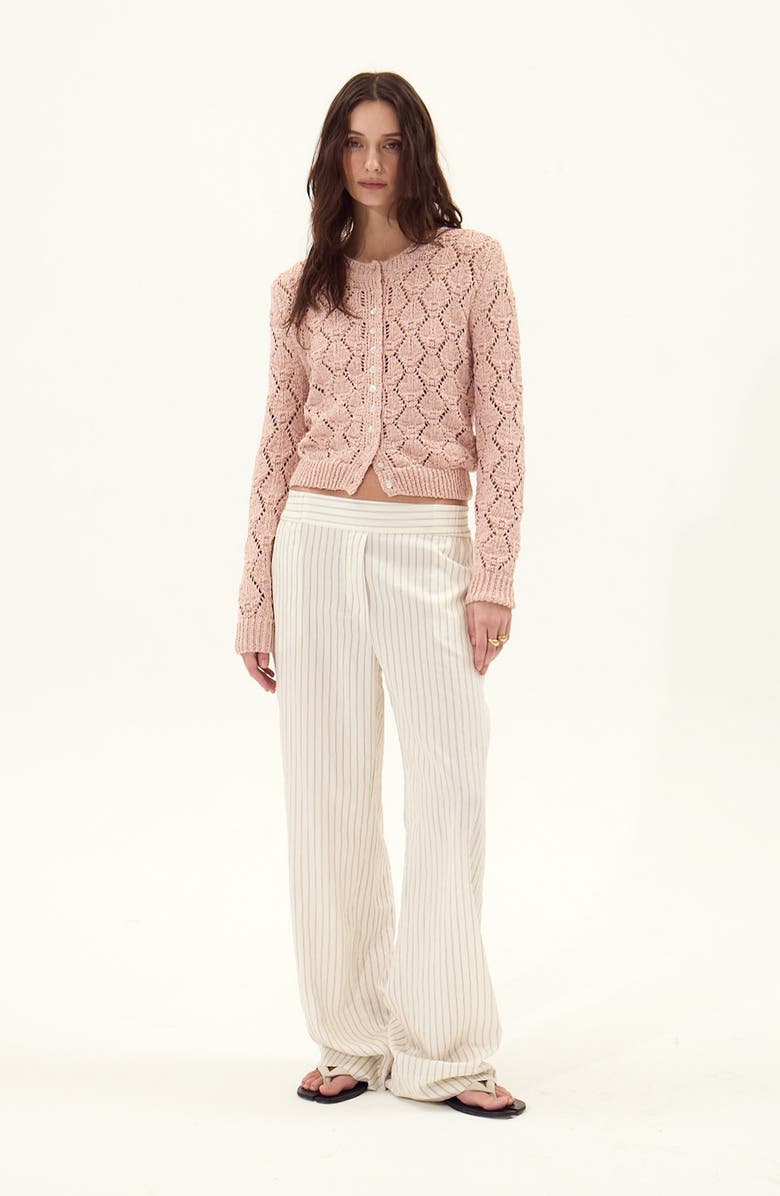 DELUC Cerdena Pointelle Cotton Blend Cardigan, Alternate, color, 