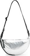 AllSaints Half Moon Metallic Nylon Crossbody Bag
