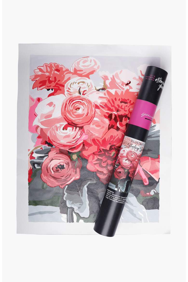 Blushing Blooms Special Edition Illustrated Paint by Numbers Kit, Main, color, Pink
