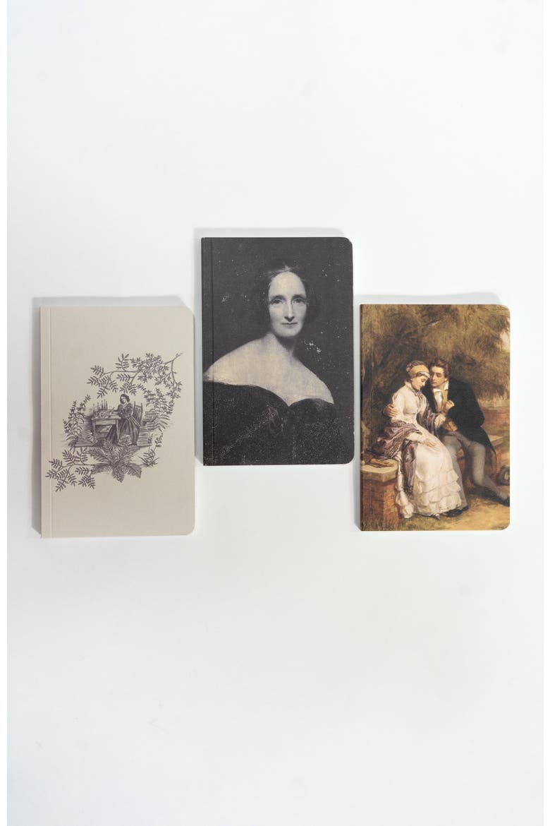 Set of Three Pocket Journals - Portraits of Mary Shelley, Alternate, color, Ivory