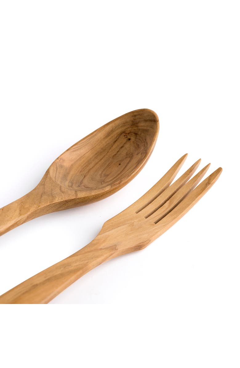 Berard Handcrafted Olive Wood 2 Piece Salad Serving Set, 12 Inch, Alternate, color, Brown