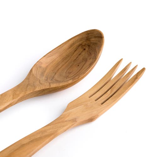Berard Handcrafted Olive Wood 2 Piece Salad Serving Set, 12 Inch In Brown