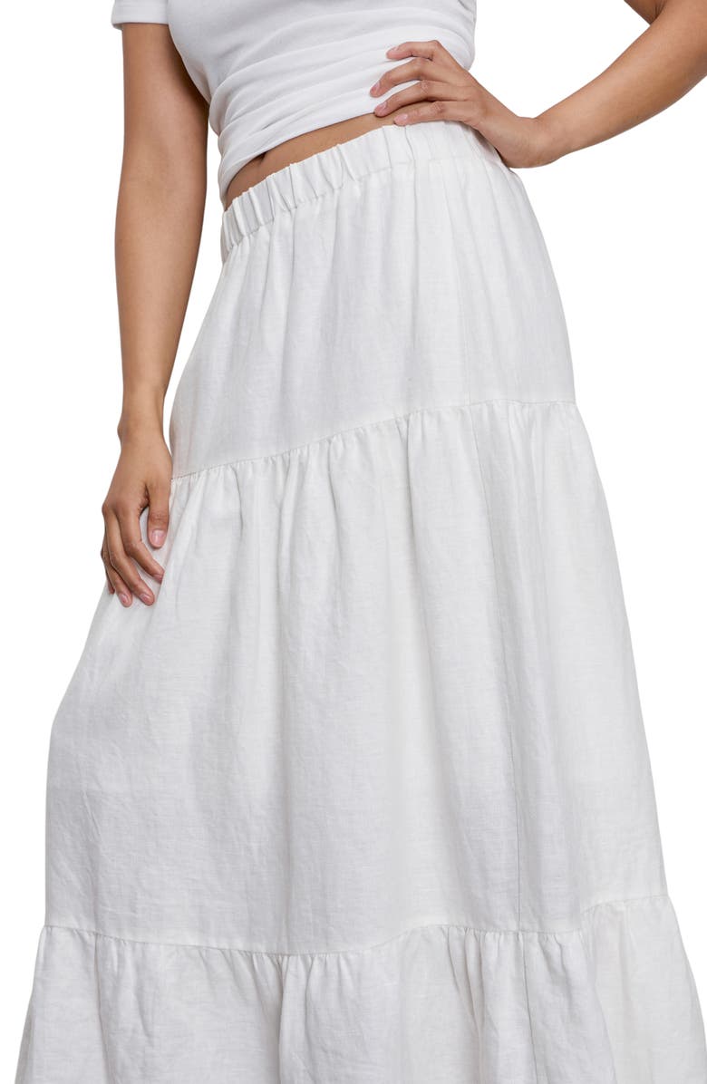 Sanctuary The Prairie Tiered Linen Maxi Skirt, Alternate, color, White